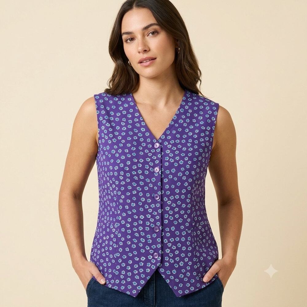 V 041-Vintage Koret Button-down Tank size L / PTP 22”